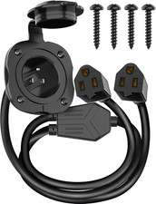 15 Amp AC Port Plug, 125V Power Inlet Socket with Waterproof Cover  Integrated