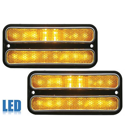 68-72 Chevy GMC Truck Front & Rear Side LED Amber Red Marker Light w/ Chrome Set - Picture 2 of 5