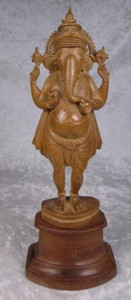 Wooden Hindu Elephant God Lord Ganesh Statue Figurine Hand Carved 10in T Ganesha