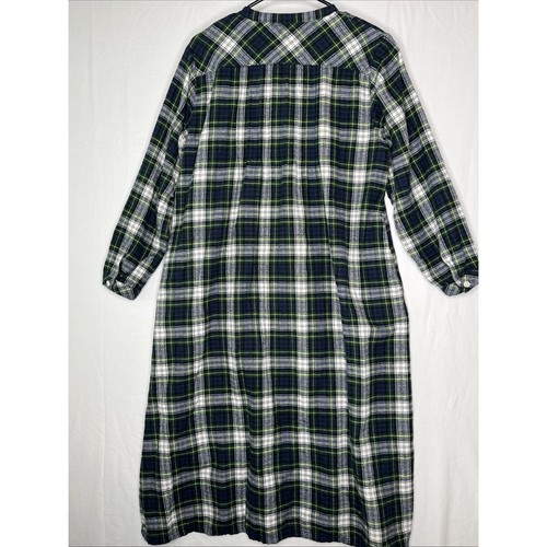 Camicia da notte L. L. Bean in flanella a quadri collo lungo 1/4 con bottoni tasche XS - Foto 2 di 7