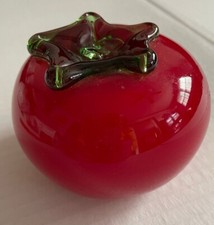 Vintage Murano Style Hand Blown Glass Vegetable Farmhouse Decor Art Tomato 4"