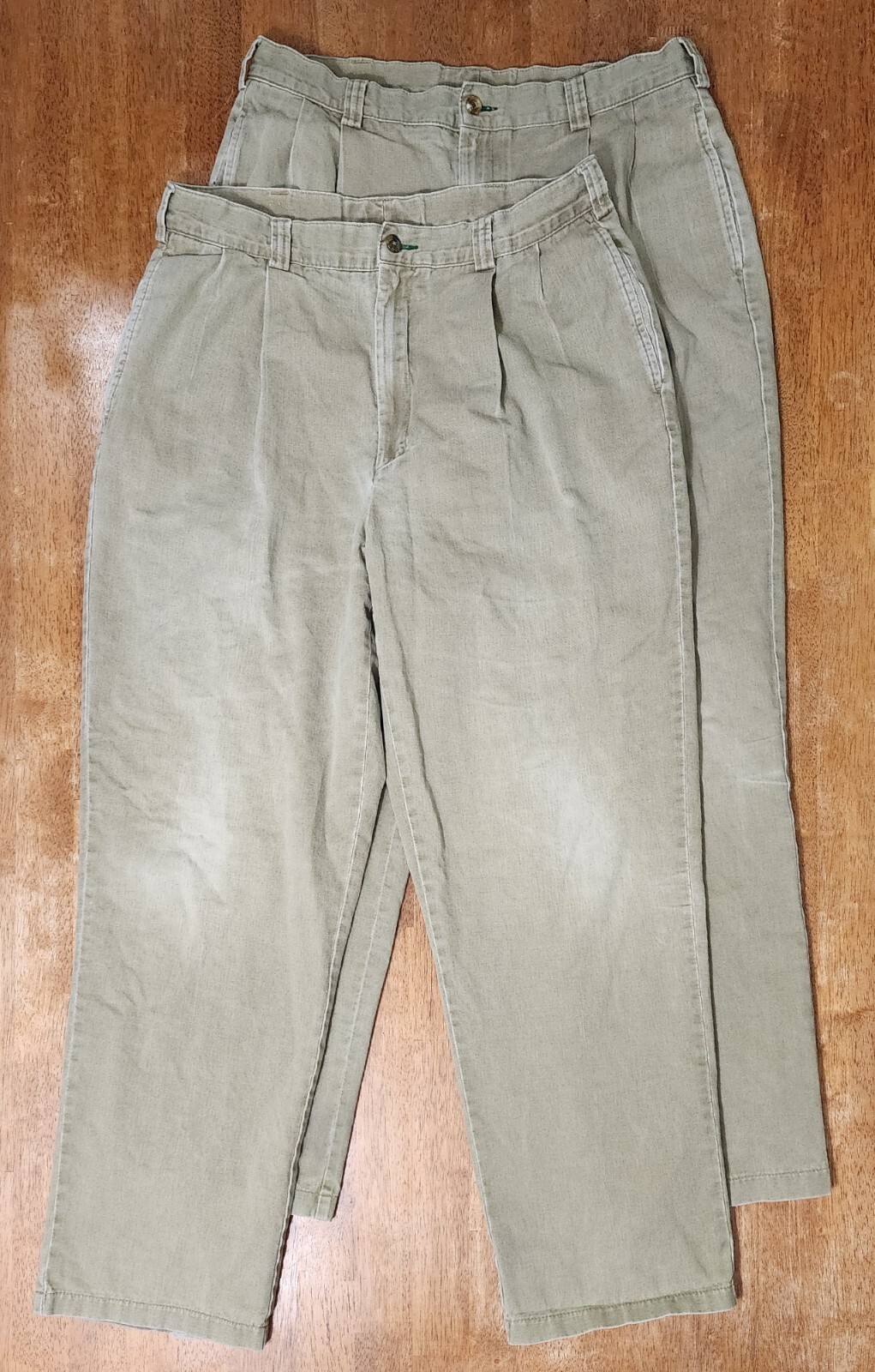 2 Mens Tommy Hilfiger Flat Front Tan Chino Dress Pants - 34/32