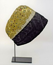 Antique 18th Century Woman's Hat Coif Winter Weight Black Jacquard European