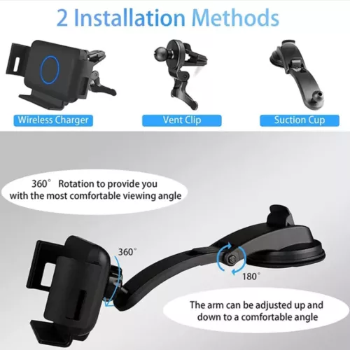 Car Mount Phone Holder Wireless Car Charger Mount For Galaxy Z Fold 2 3 4 6 - Picture 2 of 9