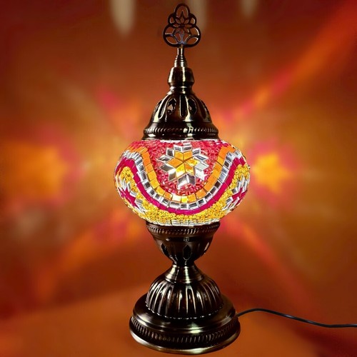Moroccan Turkish Mosaic Lamp Colourful Glass Handmade Table Desk Light FREE BULB - Picture 197 of 436