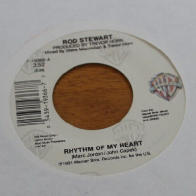 ROD STEWART - RHYTHM OF MY HEART / MOMENT OF GLORY 45 7'' JUKEBOX SINGLE VG WB