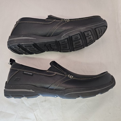 New Skechers Men's Harper Forde Shoes 64858 Black Leather Relaxed Fit Size 11.5 - Picture 7 of 8