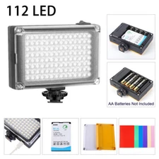 Dimmable 112 LED Video Light On Camera LED Panel W/ 2500mAh Rechargeable Battery