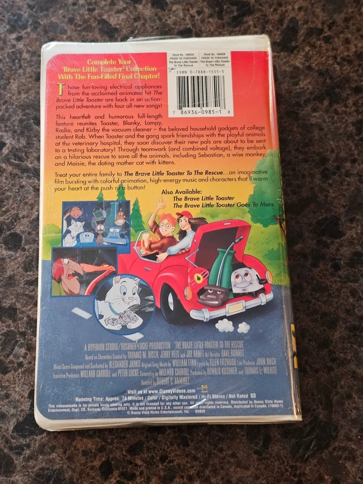BRAND NEW Brave Little Toaster To The Rescue (VHS; 1999) Sealed OOP *SEE NOTE* Foto 3 de 3