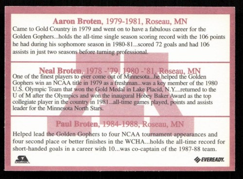 Tarjeta de hockey única de Minnesota Gophers 1994-95 Super America Legend * ELIGE ELEGIR* - Imagen 6 de 24