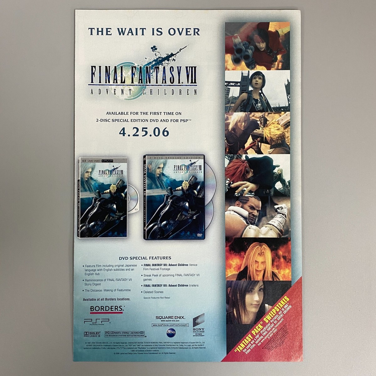 FINAL FANTASY VII ADVENT CHILDREN PLAYSTATION DVD PSP 2006 VINTAGE