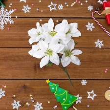 Floral Garden Christmas House WHITE Poinsettia Bushes with Glittered Pack of 2 