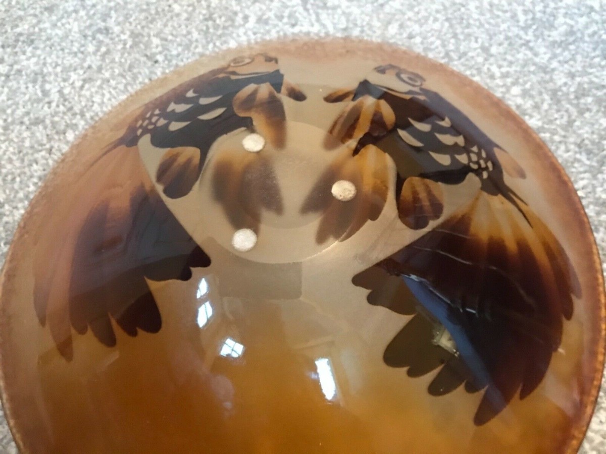 Large Signed Paul Hoff Kosta Boda Vintage Goldfish Cameo Art Glass