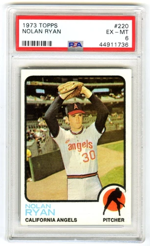 NOLAN RYAN~CALIF ANGELS~1973 TOPPS PSA-6 EX-MT MLB BASEBALL CARD #220 (NEW CASE)