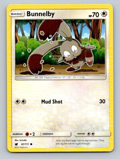 2017 Pokemon Card Crimson Invasion Bunnelby 87/111