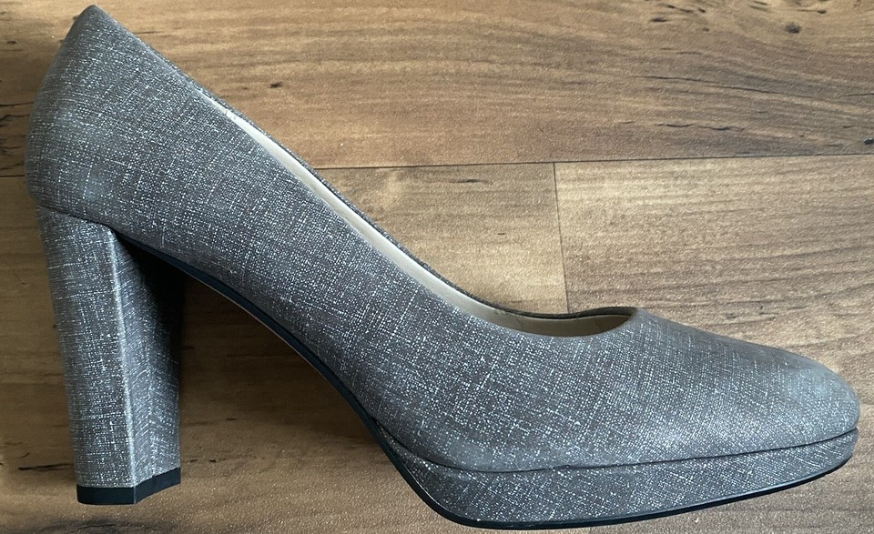 Clarks grey court high heels shoes size 8 eBay
