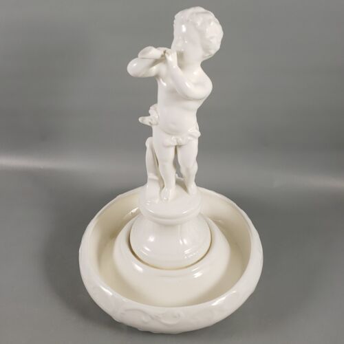 Vintage INARCO White Angel Cherub Horn Figural Sculpture Pansy Ring Bowl Japan - Picture 1 of 14