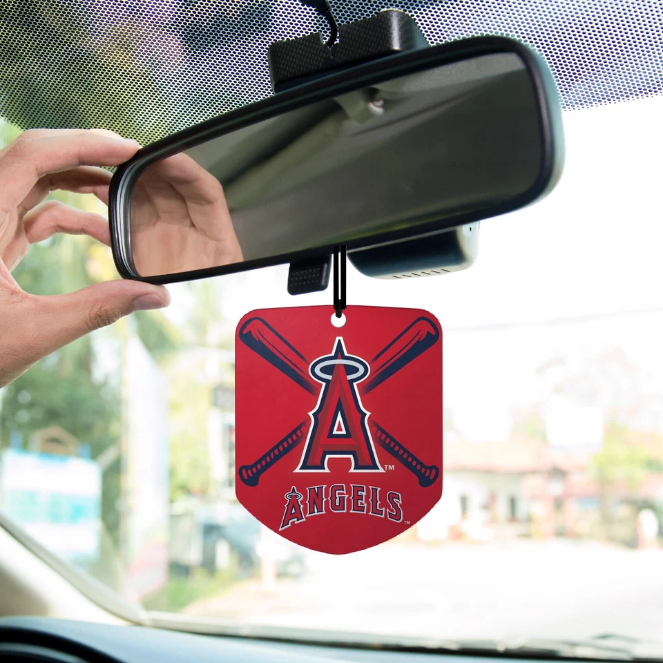 New 2pk Air Freshener and 2 Double Sided Headrest Cover MLB Los Angeles Angels - Image 4 of 4