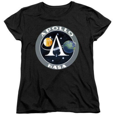 NASA Womens T-Shirt Apollo Mission Patch Black Tee