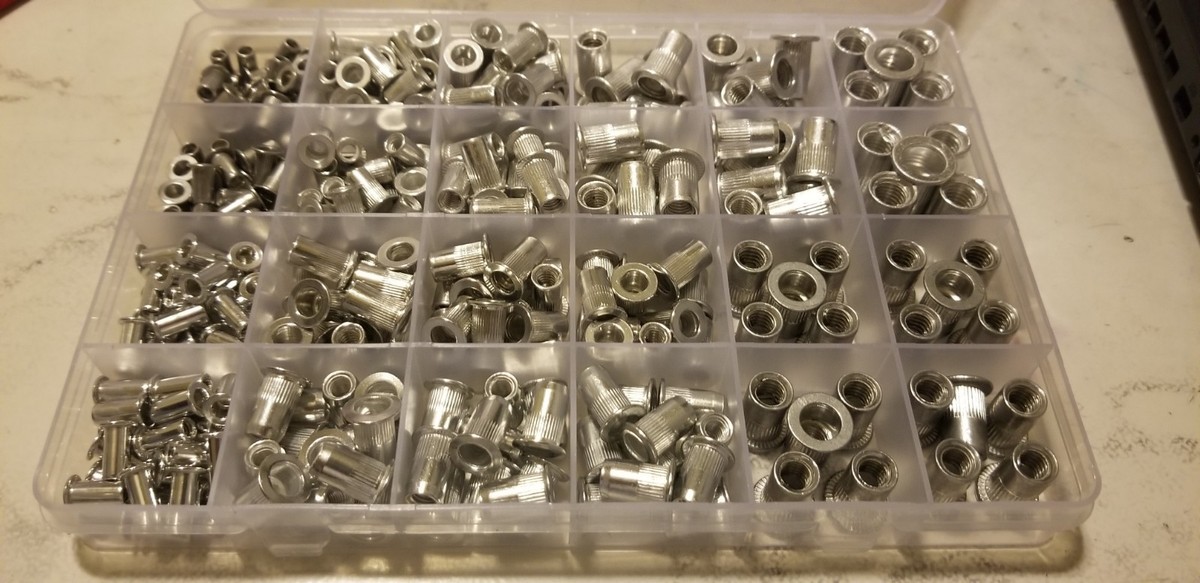 Threaded Inserts Aluminum 300pc Rivet Nut Kit - Assortment Of Nutserts ...