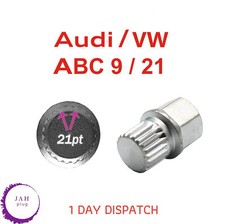 Sperren Radmutter Schlüssel Abc 9/21PT Keil Bolt Rippen Für Audi Seat Skoda VW