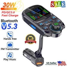 Bluetooth 5.3 MP3 Player Car Audio Quick Charger FM Transmitter  Fast Charging