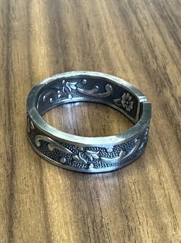 Vintage Löffelring Handarbeit Größe 15 recycelter Edelstahl Wickelband - Bild 5 von 7