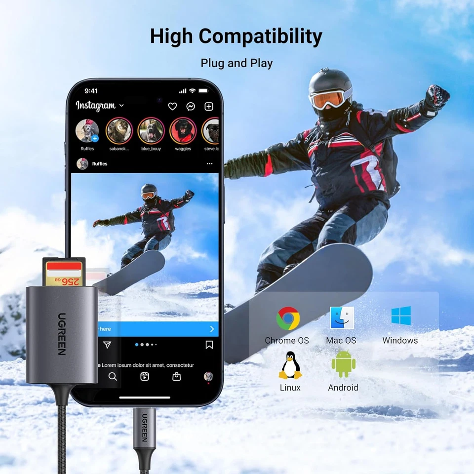 UGREEN SD Card Reader, Aluminum USB C to Micro SD/SD Card Adapter, Thunderbolt 3 - Image 4 of 4