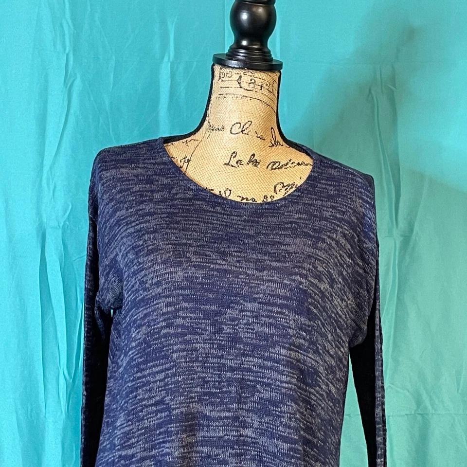 Бонго женщин свитер синий средний ассиметричный круглый вырез длинным рукавом пуловер - Изображение 4 из 4