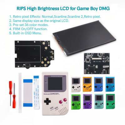 OSD Menu New V5 Pro Full Size RIPS Backlight LCD+Pre-cut Shell Case For GB DMG