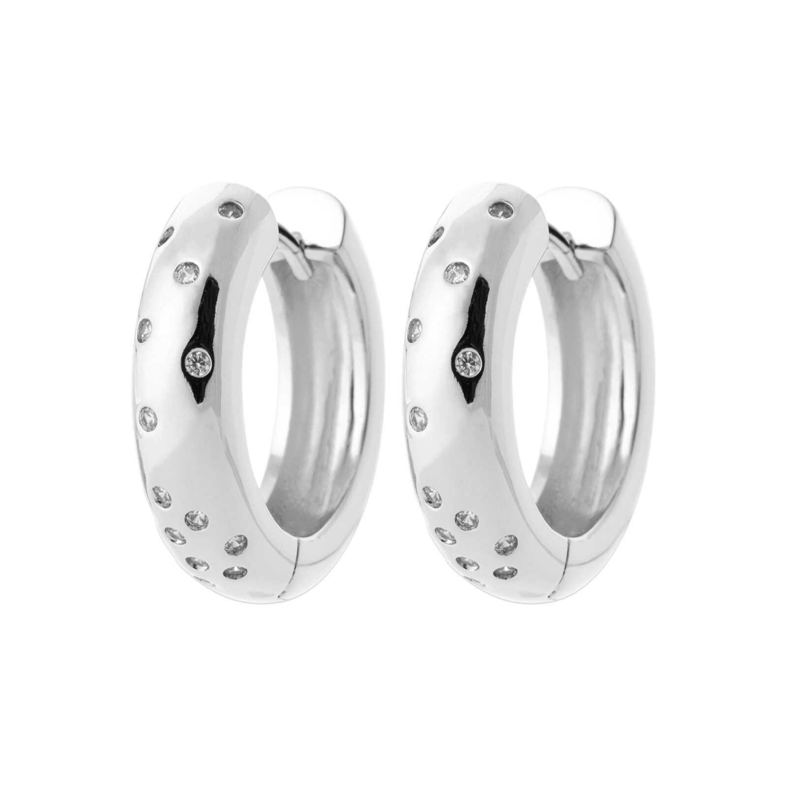 Créoles en Argent Rhodié et Zirconium : Joaillerie Fine 20 mm