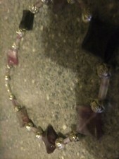 AMYTHYST LARGE SQUARE BEAD NECKLACE WITH AMYTHYST TUBE AND DECORATIVE SPACERS