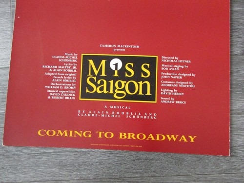 Póster original de teatro de Estados Unidos Miss Saigon un musical que llega a Broadway de 14 x 22 pulgadas - Imagen 7 de 10
