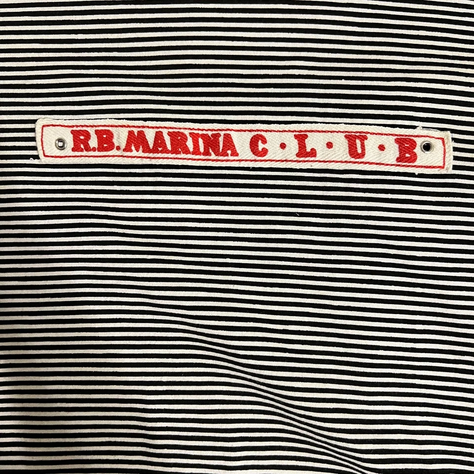 Camiseta De Colección Robert Bruce Para Hombre Talla 2XL Negra Blanca Rayas R B Marina Club Foto 3 de 4