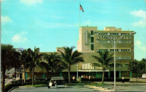 Postkarte Erste Nationalbank in Fort Lauderdale Fla 1965