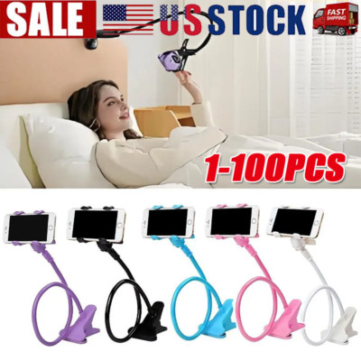 Universal Mobile Phone Gooseneck Stand Holder Flexible Bed Desk Table Clip LOT