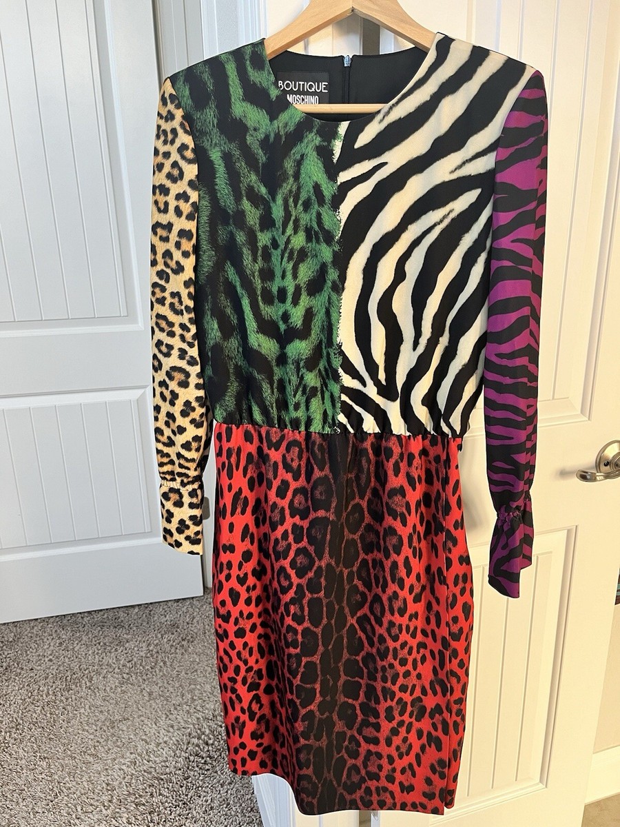 ワンピース Moschino FW24 DRESS WITH ANIMAL PATTERN (04285550 1888) 1990s Moschino Leopard Print Silk + Cotton Dress - Etsy