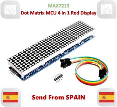 Modulo A Matrice Di Punti MAX7219 Per Microcontrollore Arduino Display 4 In Uno Con Linea 5P Rosso/Giallo Verde/Bule