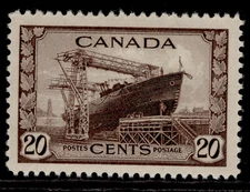CANADA GVI SG386, 20c chocolate, M MINT. Cat £22.