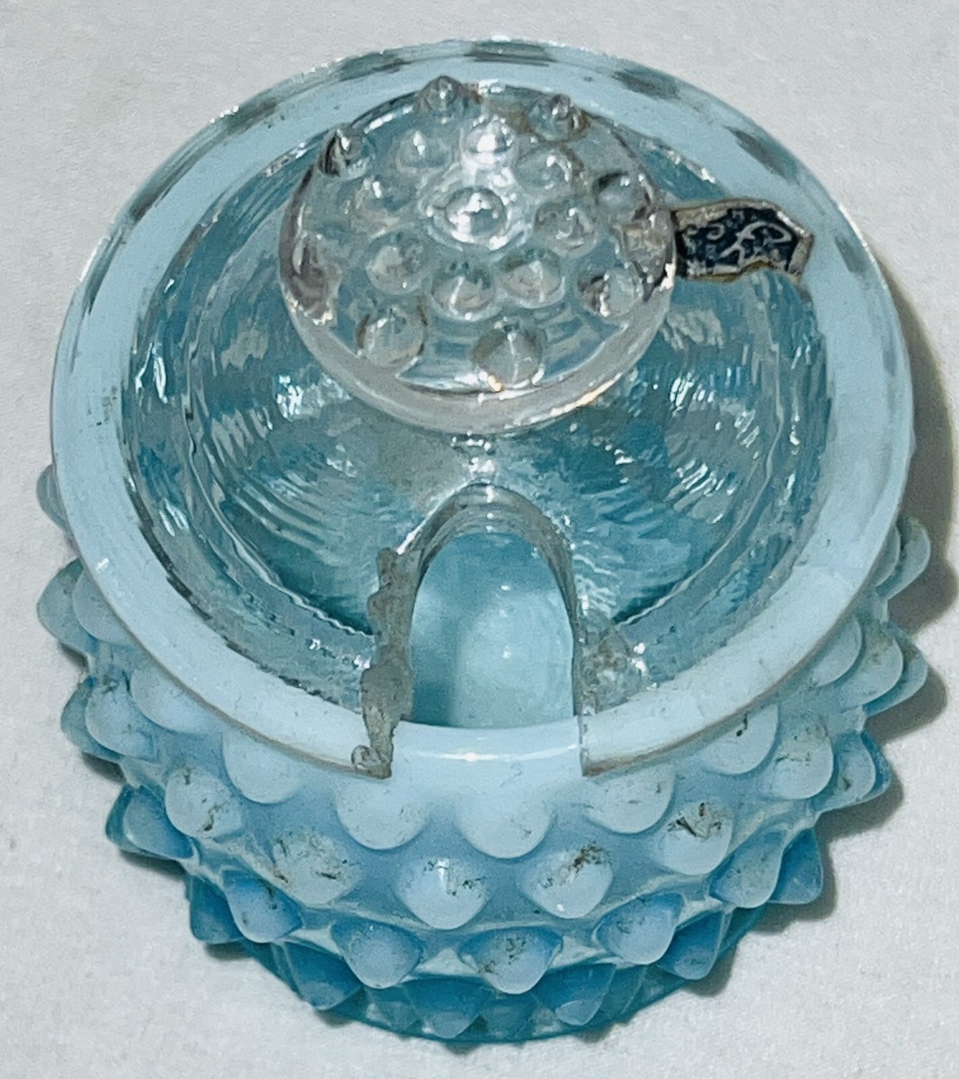 '50~'60 フェントン Fenton Blue Hobnail 美品 Vintage Fenton Blue and Opalescent Hobnail Glass Cornucopia