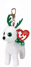 Ty Glubschi Beanie Boos Clip Anh&auml;nger Rentier "PEPPERMINT" wei&szlig; limitiert NEU