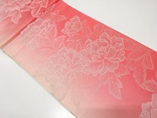 7622004: JAPANESE KIMONO / ANTIQUE FUKURO OBI / SILK / WOVEN PEONY