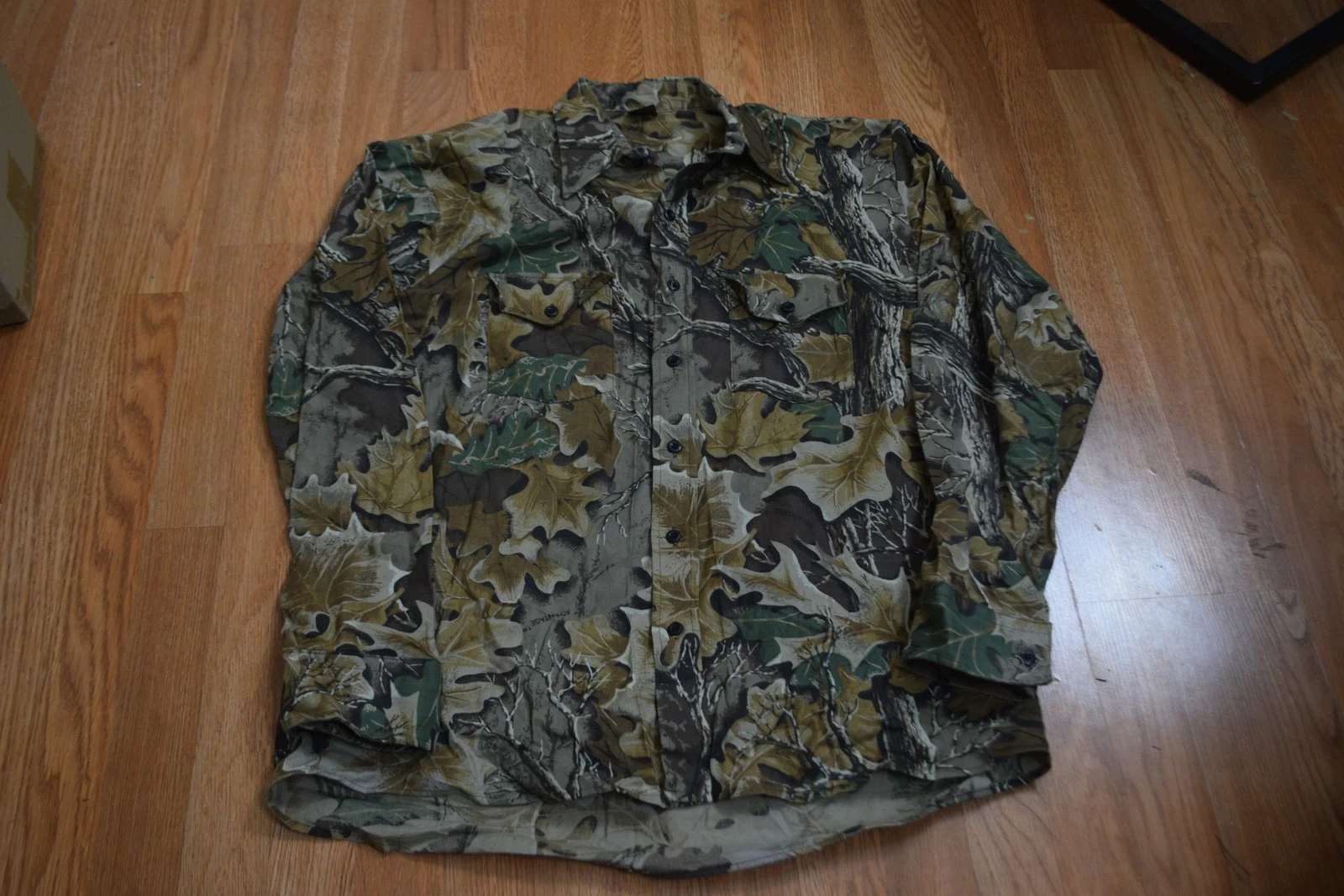 Vintage Camo Gear Shirt Mens Large Camouflage Button Up Long Sleeve Made USA 90s