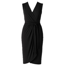 Maille Demoiselle Paris Black Faux Wrap Dress Medium 