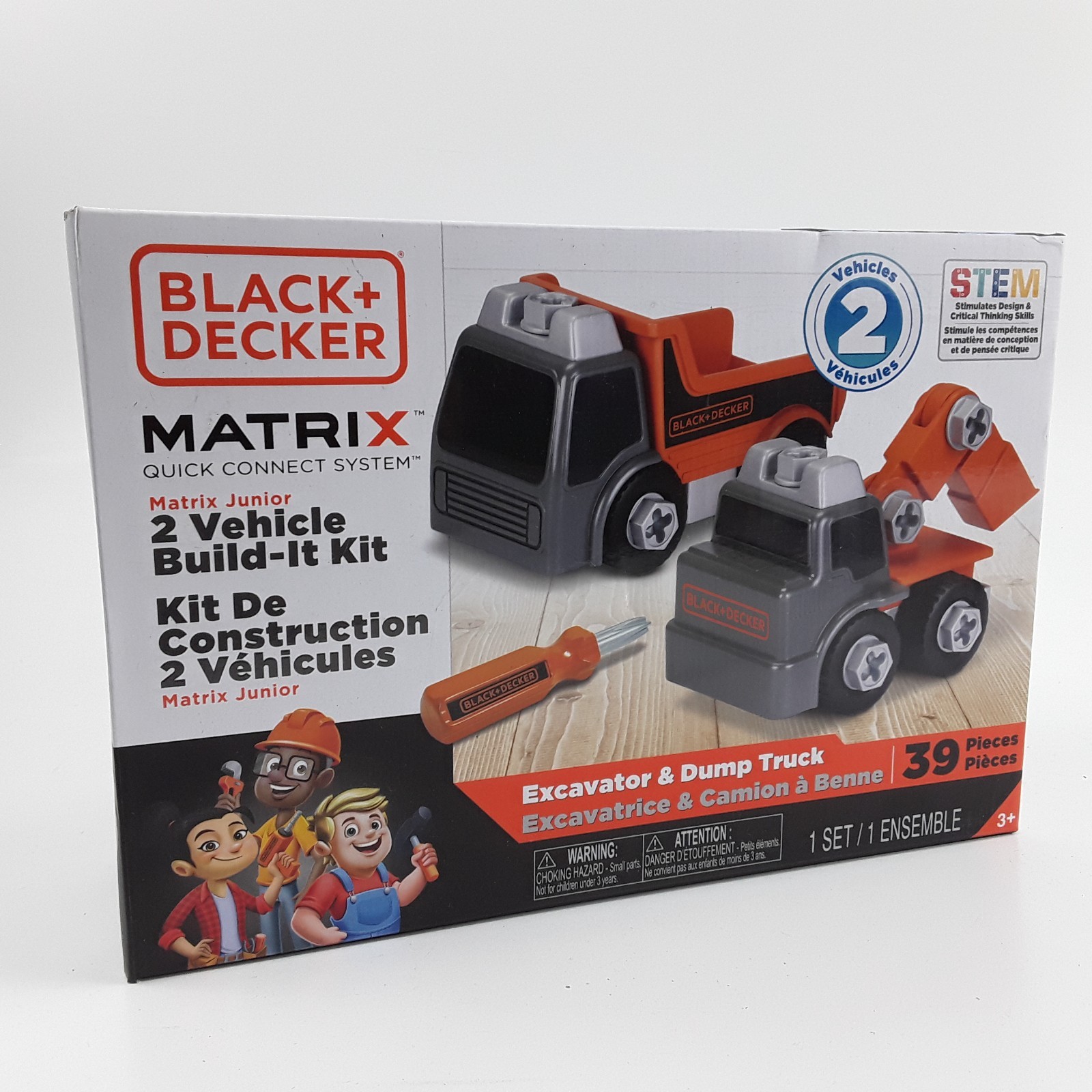 Black + Decker Matrix Junior 2 Vehicle Build-It Kit Excavator & Dump Truck 3+