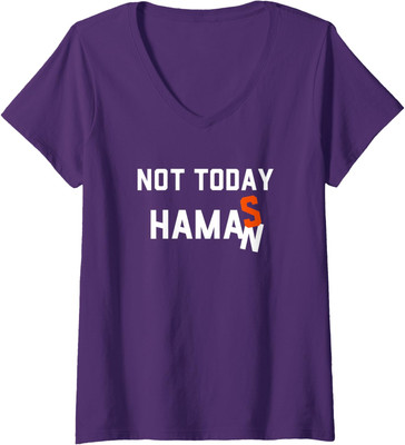 Not Today Haman Purim Costume Jewish Queen Party Ladies' V-Neck Tshirt