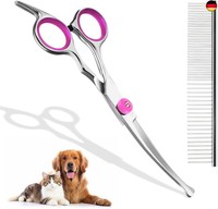 Fellschere FüR Hunde Und Katzen, Gebogene Schere Hundeschere Set Profi Runder