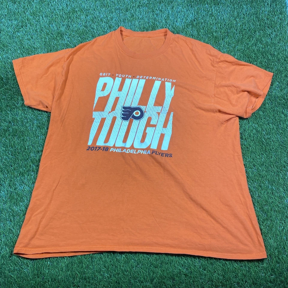 Camisa Philly Tough Philadelphia Flyers Para Hombres XL Naranja Gildan NHL Hockey Foto 3 de 4