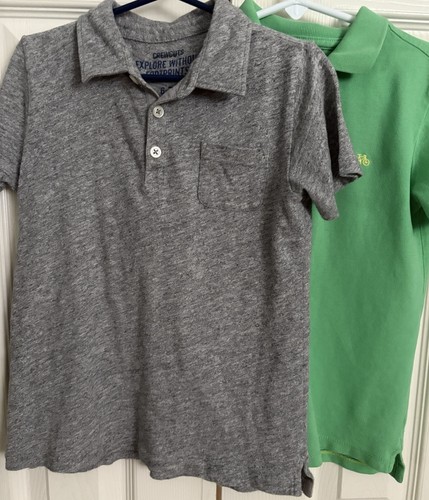 Lot of 2 - Jcrew Crewcuts Boys Short Sleeve Polo Shirts, Size 6-7, Green & Gray - Picture 2 of 14
