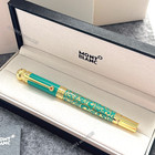 Bid Montblanc Luxury Turquoise Gold Rollerball Pen Floral Executive Gift Rare. — photo 7
